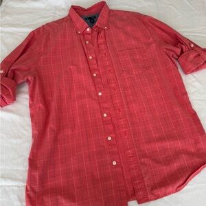 GAP Men's Casual Red Plaid Button-Down Shirt
